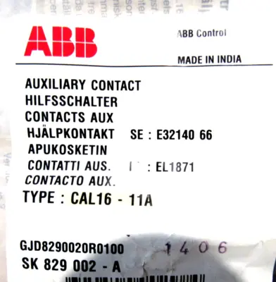 NEW ABB CAL16-11A AUXILIARY CONTACT CAL1611A