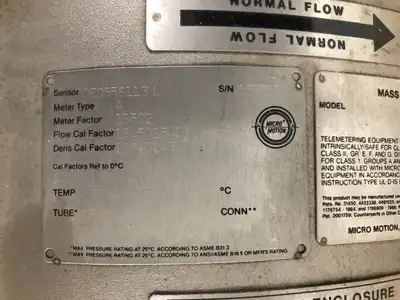 Micro Motion DE065S113NU Coriolis Mass Flow Sensor 2250 PSIG -NIB
