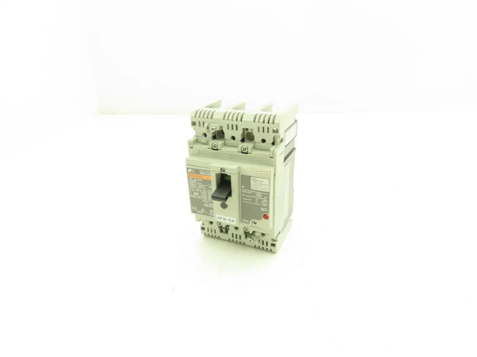 Fuji BW50RAGU-3P030 3-Pole Auto Circuit Breaker 30A 500V 3Ph Molded Case