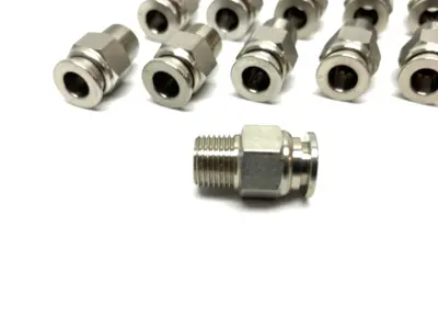 None | Stainless Steel Straight Snap-Connect Tube Fitting 6mm OD 1/8" Thread LOT OF 11 - New Other