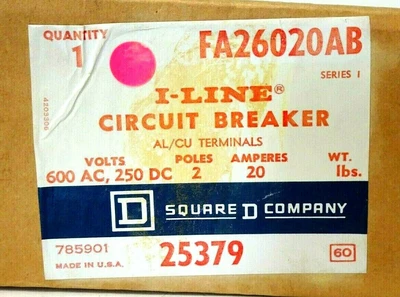 NEW SQUARE D FA26020AB CIRCUIT BREAKER
