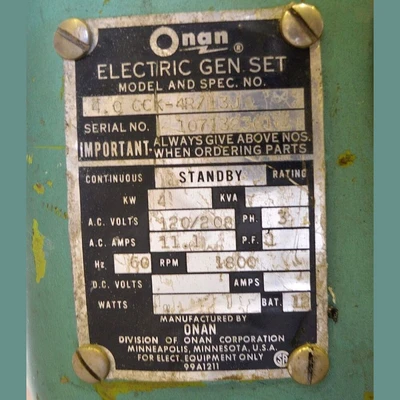 Onan 4 kW Gas Generator