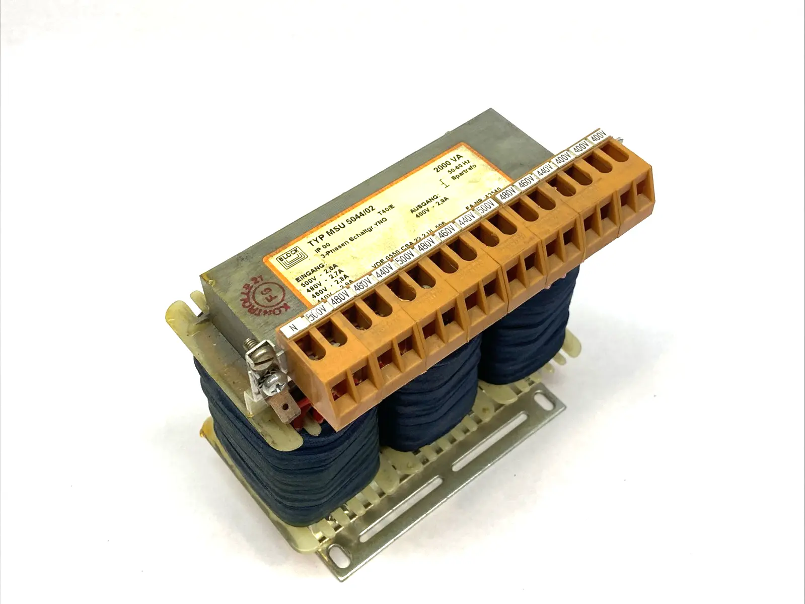 Used BLOCK Auto Transformer 408VA 500V to 230V 50/60Hz Transformers Michigan US | Maverick Industrial Sales #1402206