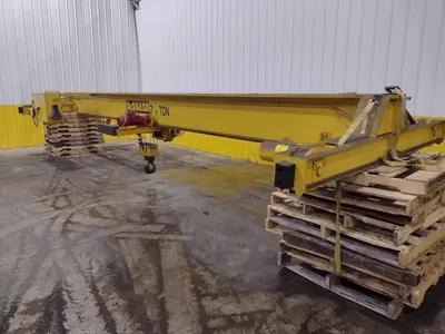 7.5 TON x 27' DESHAZO SINGLE GIRDER TOP RUNNING BRIDGE CRANE WITH STREET UNDERSLUNG HOIST: YOBRO 24991