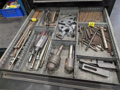 Assorted Mill & Lathe Tooling W/ 12-Drawer Modular Cabinet