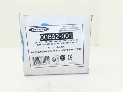 Rees 00662-001 Black Plastic Mushroom Plunger Switch 2-1/4" Pushbutton 600V