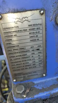 Alfa-Laval MAB 103B-24 oil purifier module.