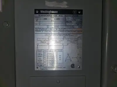 1000 kVA Substation Transformer, 12470 Volt Pri., 600Y/346 Volt Sec.