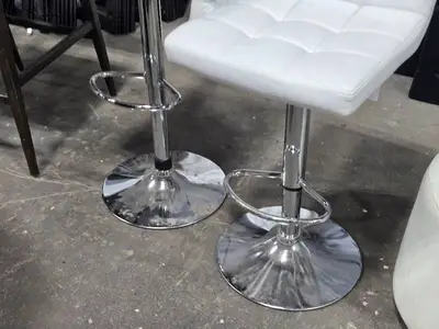 Lot of (2) 45" Faux Leather Swivel Bar Chairs | Adjustable