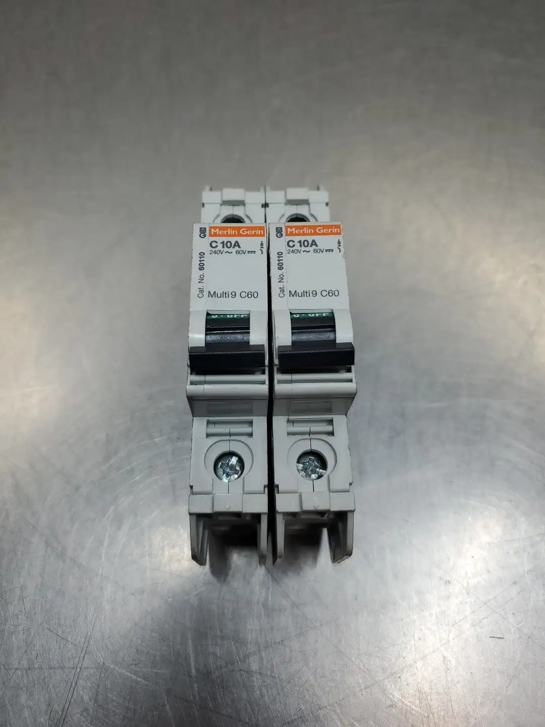 USED Merlin Gerin 60110 MULTI 9 C60 Circuit Breaker, 10A, Lot of 2