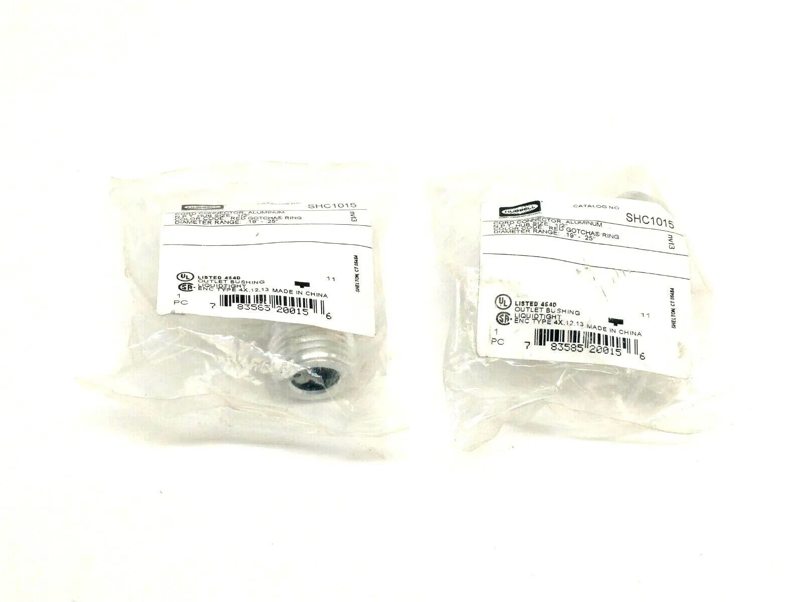 SHC1015 | Hubbell  Kellems Straight Male Aluminum Connector 1/2" Hub LOT OF 2 - New
