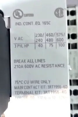 Used Siemens _UNKNOWN_ PLC Contactors South Carolina US | Palmetto Automation #1319847