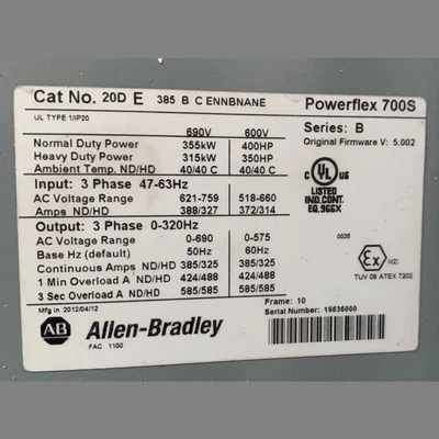 USED 2012 ALLEN-BRADLEY POWERFLEX 700S