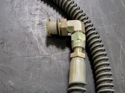 5 ft Hydraulic Hose w/ 1/2" Fittings & Wire Guard for Cylinder