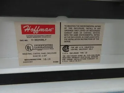 Hoffman A302408LP Electrical Enclosure Control Panel 30x24x8" Backplate