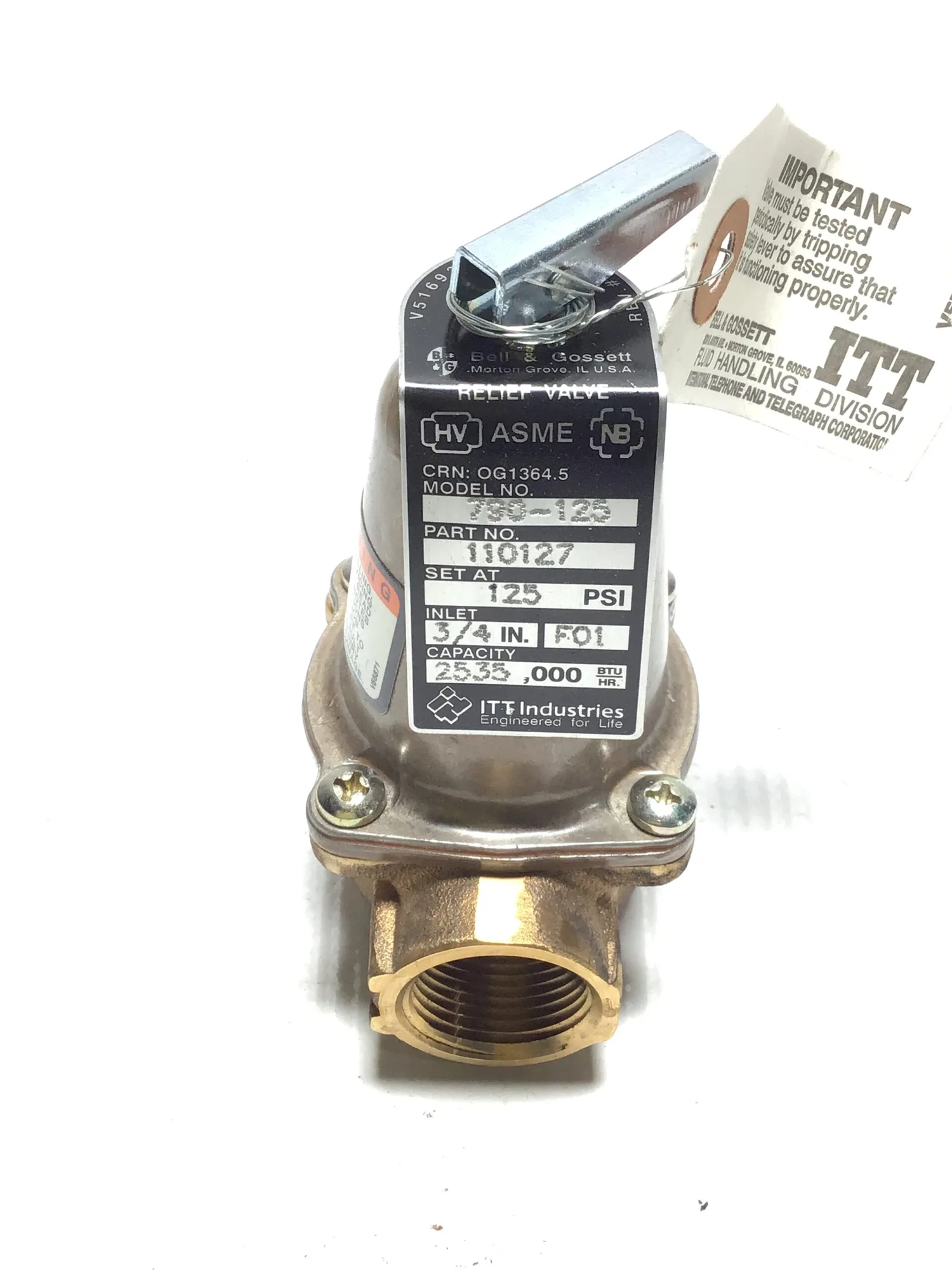 ITT Bell & Gossett 790-125 Pressure Relief Valve