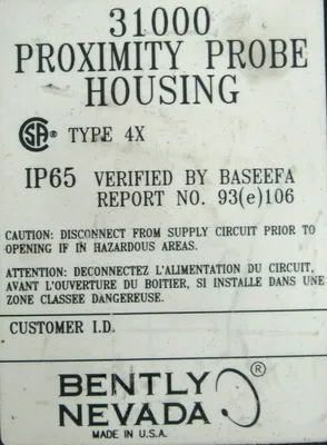 NEW BENTLY NEVADA 31000-00-00-00-250-01-02 PROXIMITY PROBE HOUSING TYPE 4X 31000