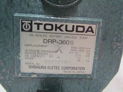 Tokuda DRP-360II Rotary Vane Vacuum Pump 360L/Min 1Hp 220V 3PH