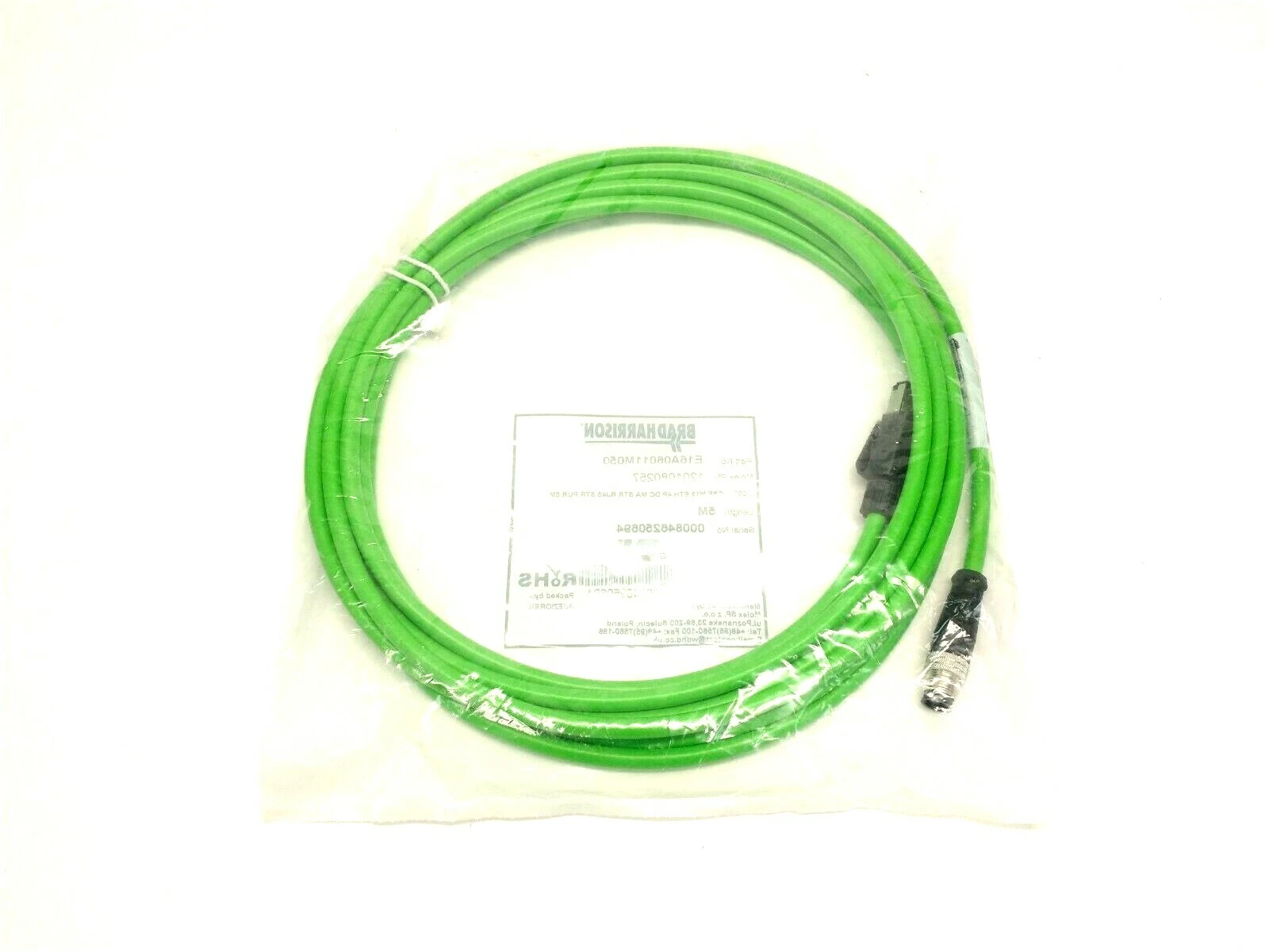 E16A06011M050 | Woodhead Brad Harrison  M12 To RJ-45 Crimp Lock Cable Assembly 5m - New