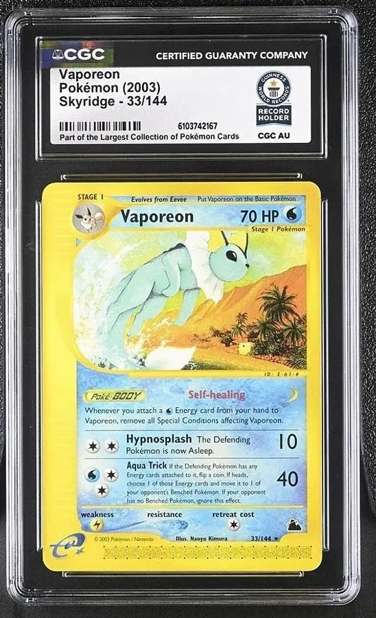 Vaporeon Pokémon 2003 English Skyridge 33/144 Non Holo Rare CGC WORLD RECORD 1/1