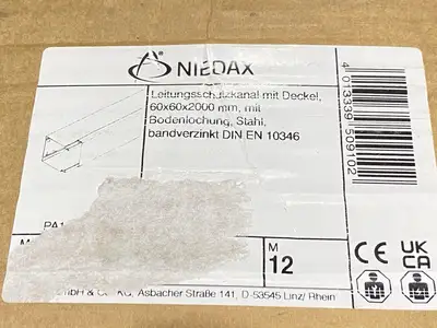 New | in-Stock Niedax Cable Tray Snap-On Cover Lid 60x60mm 2m Length BOX OF 6 Misc Electrical & Power Parts Michigan US | Maverick Industrial Sales #1395151