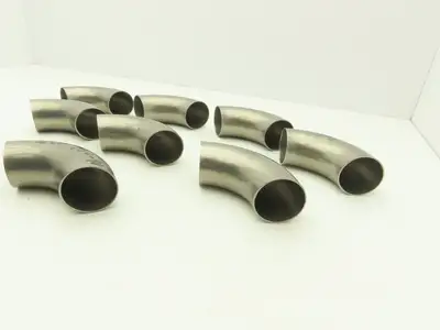 BW-200-90 2" OD Butt Weld Vacuum 90° Elbow SS Tumble Finish A = 3" Lot of 8