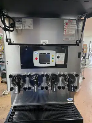 Used FBD MFG Used 26" FBD 774 Four Barrel Frozen Carbonated Beverage Dispenser 230V As Is Slushie Machines Illinois US | Falcon Restaurant Supply #1375159