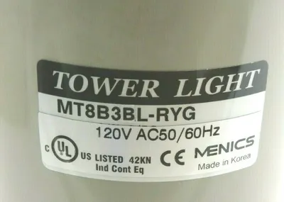 NEW MENICS MT8B3BL-RYG 3 STACK TOWER LIGHT 120V 50/60HZ MT8B3BLRYG