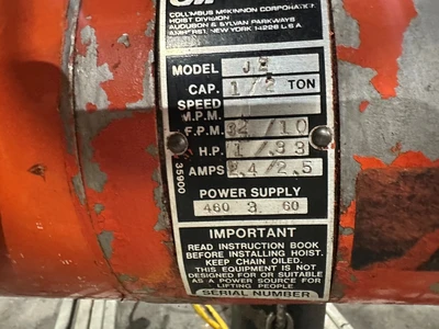 CM J2 1/2 TON ELECTRIC CHAIN HOIST