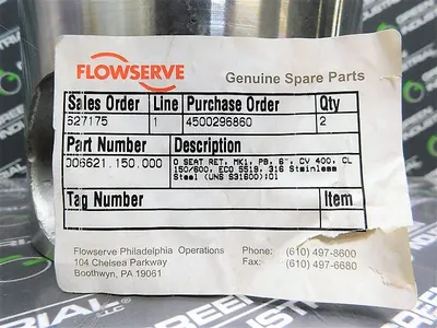 Flowserve 006621.150.000 O Seat Ret 316SS CL150/600 CV 400 Used