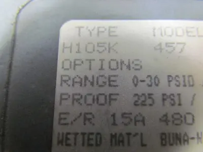 United Electronic Controls H105K-457 Differential Pressure switch 15A 480VAC