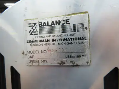 Ingersoll Zimmerman BW020120 Pneumatic Air Balancer 6' Travel 400Lb Swivel Mount