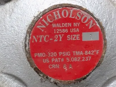 Nicholson NTC-27 Size 1 Steam Trap 320 PSIG 842°F Surplus