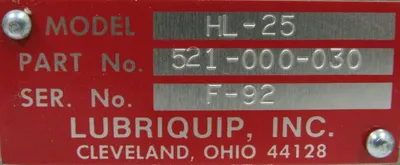 NEW LUBRIQUIP HL-25 LUBRICATION PUMP 521-000-030 HL25