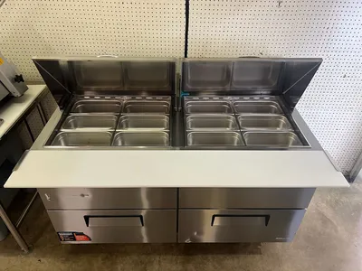 Used Turbo Air Used 60" Turbo Air TST-60SD-24-D4-N 4 Drawer Refrigerated Prep Table 120V - WO1 Food Prep Tables Illinois US | Falcon Restaurant Supply #1375243