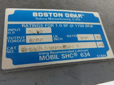 Boston Gear RFWA752100STB563 Gearmotor 100:1 Double Reduction 17rpm 1Hp 460V 56C