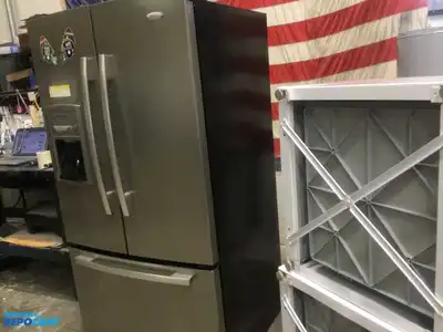USED WHIRLPOOL GOLD FRENCH DOOR FREEZER ON BOTTOM STAINLESS STEEL REFRIGERATOR ENERGY STAR HIGH EFFICIENCY