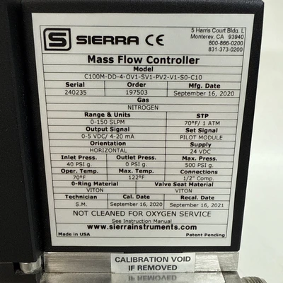 USED Sierra Model C100M-DD-4-OV1-SV1-PV2-V1-SO-C10
