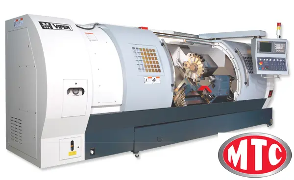 Mighty Viper CNC, 4.5" Bar cap. Box Way, Geared head Fanuc control