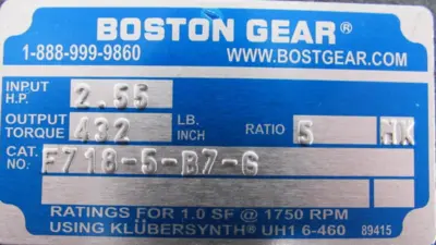 NEW BOSTON GEAR F718-5-B7-G GEAR REDUCER 5:1 F7185B7G