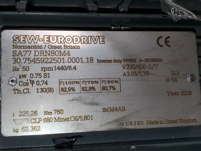 NEW SEW-EURODRIVE SA47/T DRN80M4