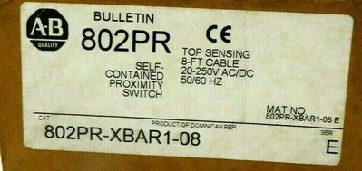 NEW ALLEN BRADLEY 802PR-XBAR1-08 INDUCTIVE PROXIMITY SENSOR 802PRXBAR108