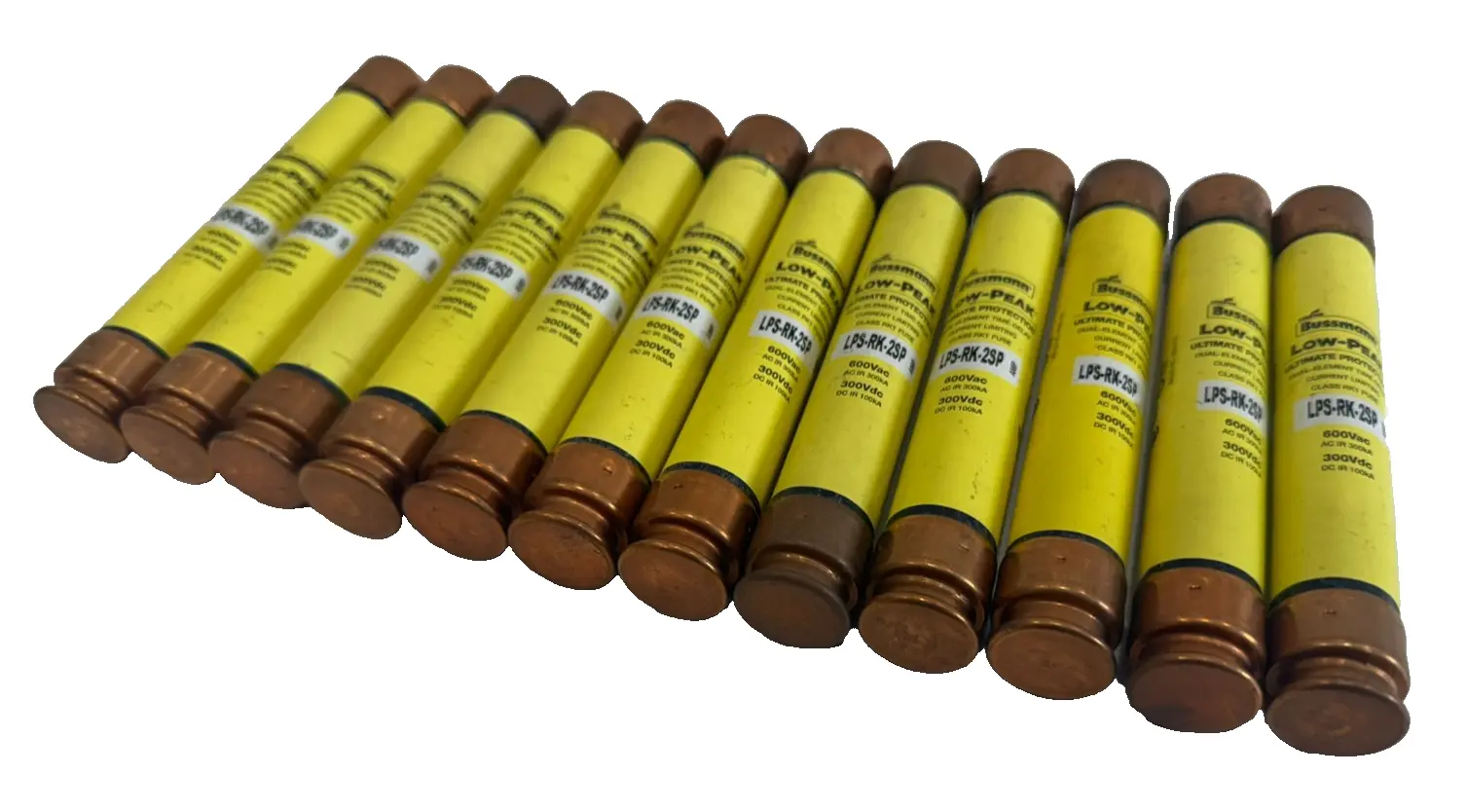 NEW LOT OF 12 BUSSMANN LPS-RK-2SP FUSES 600VAC 300VDC LPSRK2SP