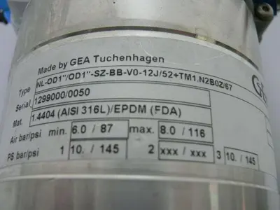 USED GEA TUCHENHAGEN NL-OD1"/OD1"-SZ-BB-V0-12J/52+TM1.N2B0Z/67 VALVE