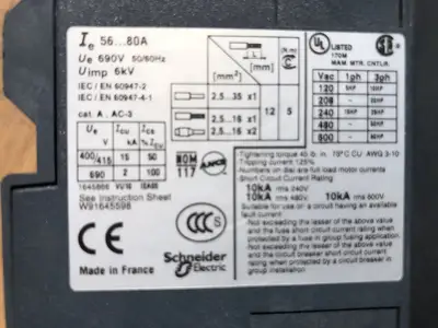 USED SCHNEIDER ELECTRIC GV3ME80