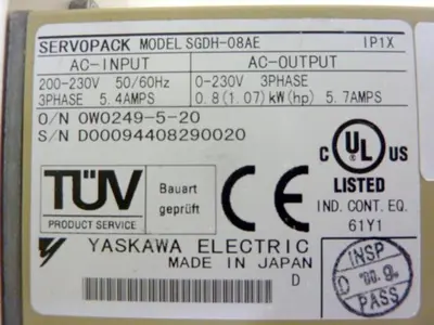 USED YASKAWA ELECTRIC SGDH-08AE