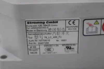 NEW STROMAG GMBH LIGHT CAM 707700/10 30407259 GEAR LIMIT SWITCH BOX STOCK G468A