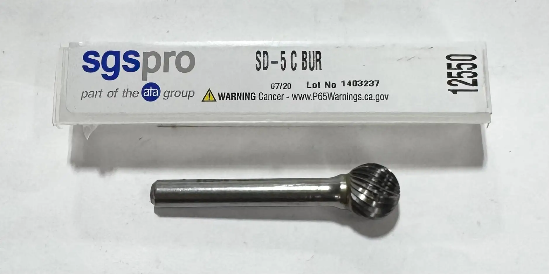 SGS PRO 1/2" Carbide Burr SD-5, Ball Shape, Single Cut USA Made