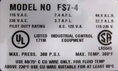 NEW MCDONNELL & MILLER FS7-4 FLOW SWITCH FS74 1-1/4"