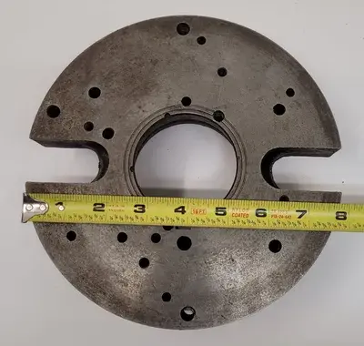 8" FACE PLATE W/ L-0 MOUNT, OVERALL DIAMETER: 8”, CENTER HOLE OD: 4.5”, CENTER HOLE ID: 3.25"